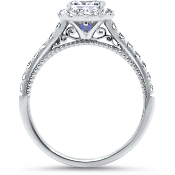 Cushion halo engagement ring
