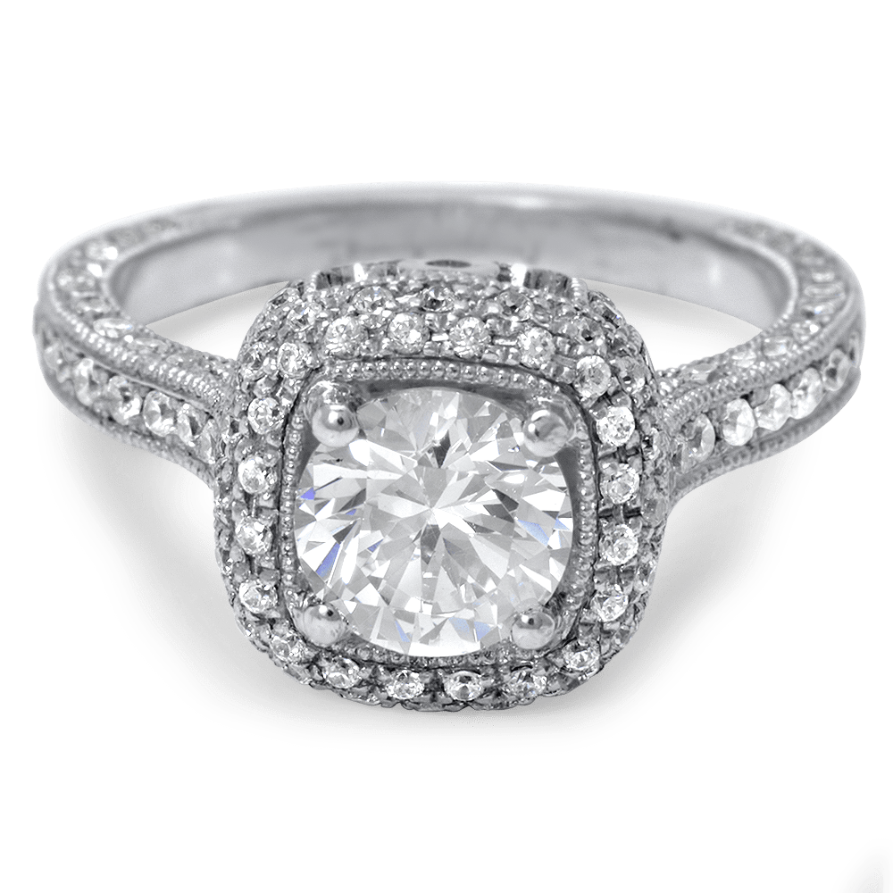 Halo Pave Bezel- Set Engagement Ring - Engagestudio